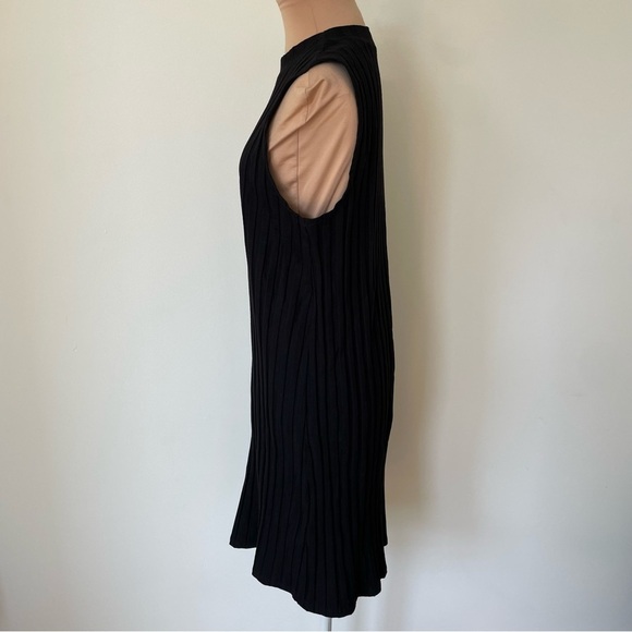 Eileen Fisher System Black Wide Rib Stretch Mock Neck Sleeveless Dress NWT Sz M - Picture 6 of 11